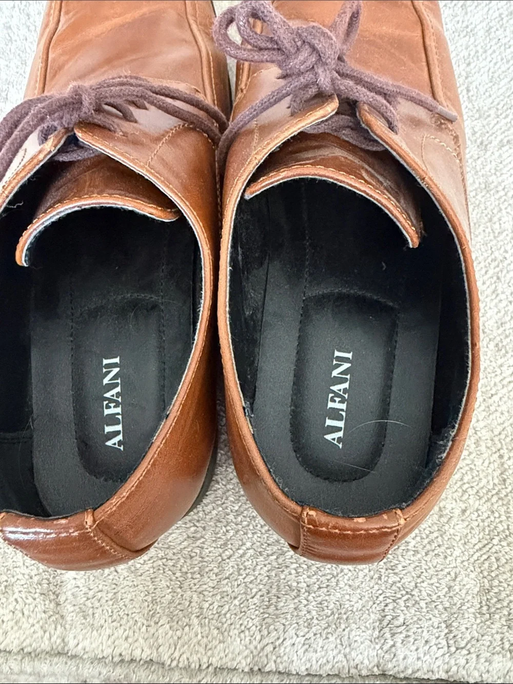 Alfani Brown Leather Lace-Up Oxford Dress Shoes